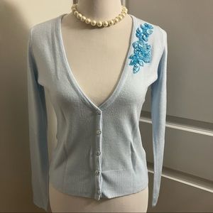 NEW YORK & COMPANY | vintage baby blue sweater cardi | size S